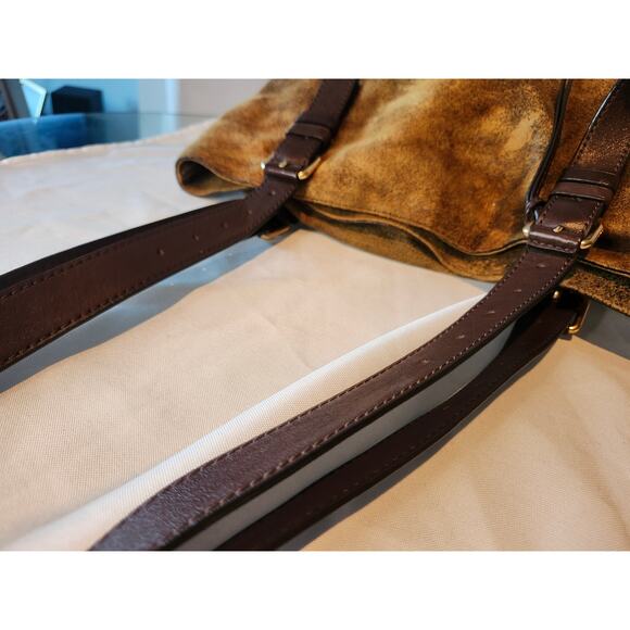 Michael Kors Suede Leather Tote Shoulder Bag adjustable strap MK Logo 2006 - Picture 9 of 16